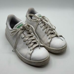 adidas Women's Advantage Low Top Sneaker White and Green Size 7